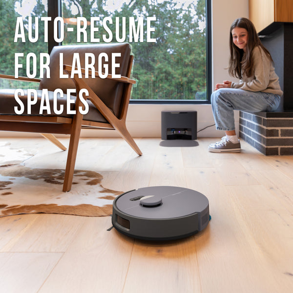 Dustin Plus/Combo Auto-Empty Robot Vacuum and Mop, 8000 Pa, Charcoal Odor Filtration, 100-Day Dock