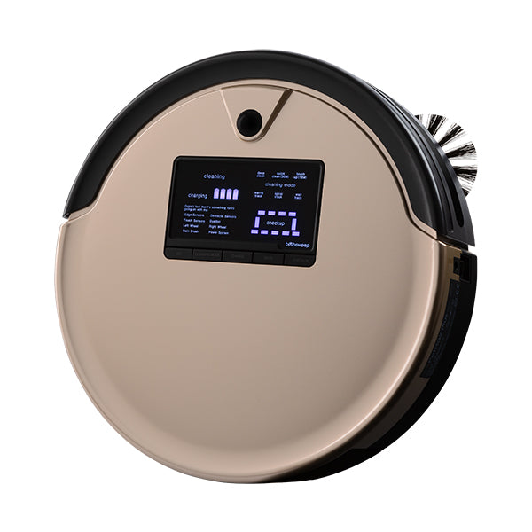 Bob PetHair Plus Robotic Vacuum Cleaner and Mop angled in champagne